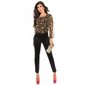 Elegant long-sleeved overall jumpsuit with chiffon leopard/black UK 10 (S)