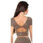 Sexy bauchfreies Party Shirt mit Glitzer-Effekten Cappuccino