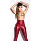 Sexy glossy wet look high-waisted leggings with zipper wine-red