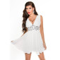 Sexy Babydoll Chiffon Minikleid Abendkleid Partykleid Weiß 38