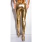 Sexy Glanz Leggings mit Zipper am Bein Wetlook Clubwear Gold