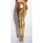 Sexy Glanz Leggings mit Zipper am Bein Wetlook Clubwear Gold