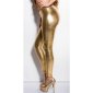 Sexy Glanz Leggings mit Zipper am Bein Wetlook Clubwear Gold 40/42 (L)