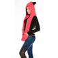 Cuddly cap with ear flaps and scarf coral-black