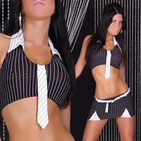 Sexy gogo set top+skirt clubwear black/white