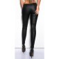 Sexy skinny drainpipe pants leather look with zippers black
