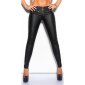 Sexy skinny drainpipe pants leather look with zippers black