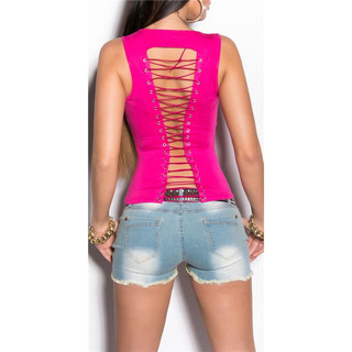 Sexy Top mit Schnürung am Rücken Clubwear Pink
