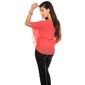 Elegant chiffon blouse with bat sleeves and chain coral