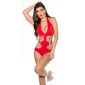Sexy halterneck monokini with rhinestones bikini beachwear red