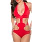 Sexy halterneck monokini with rhinestones bikini beachwear red UK 14 (L)