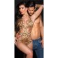 Sexy Neckholder Monokini mit Strass Bikini Beachwear Leopard