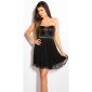 Edles Party Bandeau Chiffon Abendkleid mit Pailletten Schwarz