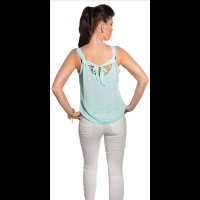 Sexy Loose-Fit Chiffon Top mit Print "Smile, ITs Weekend" Mintgrün