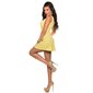 Sexy Babydoll Minikleid Partykleid mit abnehmbarer Kette Gelb Einheitsgröße (34,36,38)