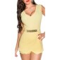 Sexy sleeveless skort overall playsuit backless yellow