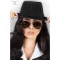 Elegant pin-striped hat party gangster go-go clubwear black