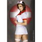 Sexy 6-tlg Krankenschwester Kostüm Gogo Outfit Weiß-Rot 38/40 (L/XL)