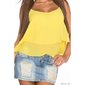 Sexy loose-fit chiffon top with chain straps yellow
