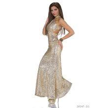 Exklusives Glamour Gala Abendkleid mit Pailletten Gold