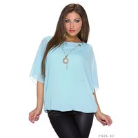 Trendy short-sleeved chiffon shirt with gold-coloured chain mint green