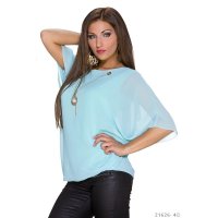 Trendy short-sleeved chiffon shirt with gold-coloured...