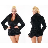 Edle Teddyjacke aus super weichem Kunstfell Softy Schwarz