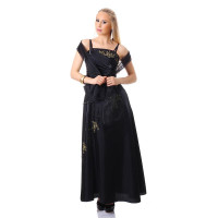 Glamorous gala evening dress gown with stole black UK 16...