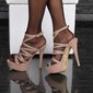 Glamour Plateau-Sandaletten High Heels aus Samt Khaki