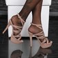 Glamour Plateau-Sandaletten High Heels aus Samt Khaki