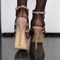 Glamour Plateau-Sandaletten High Heels aus Samt Khaki