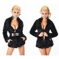 Noble fake fur teddy jacket softy with stretch belt black