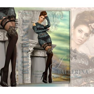 Halterlose Ballerina Glamour Nylon Strümpfe mit Spitze Schwarz