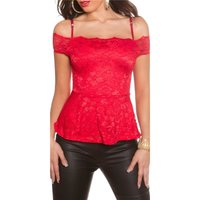 Sexy top in Latina style made of lace with peplum red