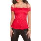 Sexy Top in Latina-Style aus Spitze mit Schößchen Rot