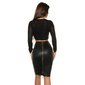 Sexy pencil skirt with 2-way zip and leopard pattern black