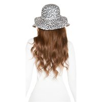 Trendy floppy hat in leopard look with ribbon leo/white