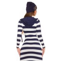 Trendy fine-knitted winter cap with gold-coloured rivets navy