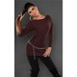 Noble fine-knitted sweater with lace and rivets brown Onesize (UK 8,10,12)