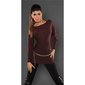 Noble fine-knitted sweater with lace and rivets brown Onesize (UK 8,10,12)