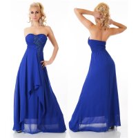 Noble floor-length strapless gown evening dress chiffon royal blue