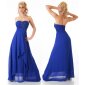 Edles bodenlanges Bandeau Abendkleid aus Chiffon Royal Blau
