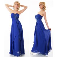 Noble floor-length strapless gown evening dress chiffon royal blue UK 10 (S)