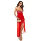 Luxus Cocktail Abendkleid aus Satin mit Chiffon-Schleier Rot