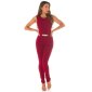 Elegant sleeveless overall jumpsuit with gold-coloured buckle wine-red