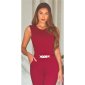 Elegant sleeveless overall jumpsuit with gold-coloured buckle wine-red