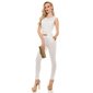 Elegant sleeveless overall jumpsuit with gold-coloured buckle cream UK 10/12 (S)