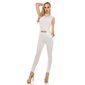 Elegant sleeveless overall jumpsuit with gold-coloured buckle cream UK 12/14 (M)