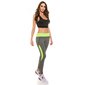 Sexy Jogging Sporthose Fitness Yoga Leggings Grau/Neon Grün
