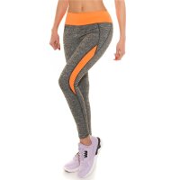 Sexy trackies sweatpants fitness yoga leggings grey-neon orange